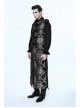 Gothic Spiral Buckle Decorated Gold Court Jacquard Long Black Vest