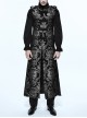 Gothic Spiral Buckle Decorated Gold Court Jacquard Long Black Vest