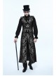 Gothic Spiral Buckle Decorated Gold Court Jacquard Long Black Vest