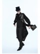 Gothic Spiral Buckle Decorated Gold Court Jacquard Long Black Vest