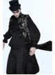 Gothic Spiral Buckle Decorated Gold Court Jacquard Long Black Vest