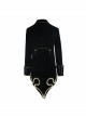Golden Disc Flowers Decorated Buckle Hand-Embroidered Gothic Flower Black Men Coat