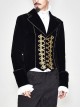 Golden Disc Flowers Decorated Buckle Hand-Embroidered Gothic Flower Black Men Coat