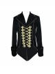 Golden Disc Flowers Decorated Buckle Hand-Embroidered Gothic Flower Black Men Coat