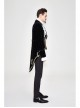 Golden Disc Flowers Decorated Buckle Hand-Embroidered Gothic Flower Black Men Coat
