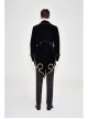 Golden Disc Flowers Decorated Buckle Hand-Embroidered Gothic Flower Black Men Coat