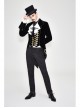 Golden Disc Flowers Decorated Buckle Hand-Embroidered Gothic Flower Black Men Coat