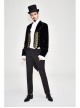Golden Disc Flowers Decorated Buckle Hand-Embroidered Gothic Flower Black Men Coat