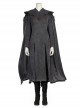 Game Of Thrones Season 7 Dragon Mother Daenerys Targaryen Black Dress Set With Cloak Halloween Cosplay Costume Full Set