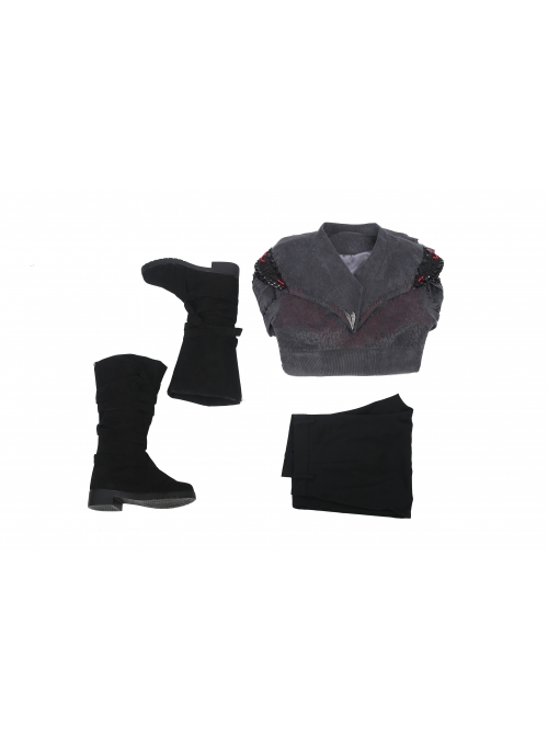 Game Of Thrones Season 7 Dragon Mother Daenerys Targaryen Black Dress Set With Cloak Halloween Cosplay Costume Full Set