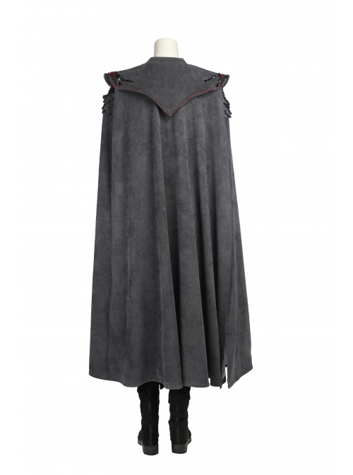 Game Of Thrones Season 7 Dragon Mother Daenerys Targaryen Black Dress Set With Cloak Halloween Cosplay Costume Full Set