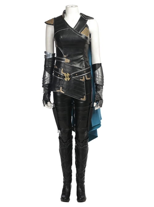 Thor Ragnarok Valkyrie Black Battle Suit Halloween Cosplay Costume Full Set