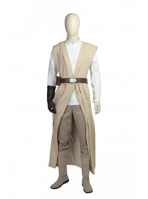 Star Wars The Last Jedi Luke Skywalker Halloween Cosplay Costume Khaki Cloak Full Set