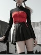 Chest Square Metal Strap Separation Belt Hollow Red Punk Tube Corset
