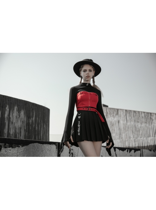 Chest Square Metal Strap Separation Belt Hollow Red Punk Tube Corset