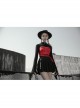 Chest Square Metal Strap Separation Belt Hollow Red Punk Tube Corset