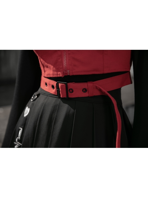 Chest Square Metal Strap Separation Belt Hollow Red Punk Tube Corset