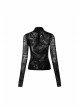 Black Small High Collar Circuit Board Pattern Printed Tight Punk T-Shirt