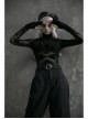 Black Small High Collar Circuit Board Pattern Printed Tight Punk T-Shirt