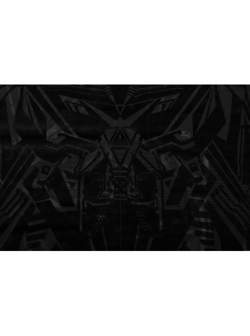 Black Small High Collar Circuit Board Pattern Printed Tight Punk T-Shirt