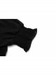 Chiffon Square Collar Chest Lace-Up Short Sleeve Frill Hem Black Gothic Short Blouse
