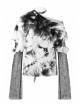 Black And White Tie-Dye Fake Two Pieces Splice Mesh Long Sleeve One Side Off-Shoulder Punk T-Shirt