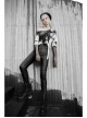 Black And White Tie-Dye Fake Two Pieces Splice Mesh Long Sleeve One Side Off-Shoulder Punk T-Shirt