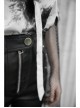 Black And White Tie-Dye Fake Two Pieces Splice Mesh Long Sleeve One Side Off-Shoulder Punk T-Shirt