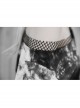 Black And White Tie-Dye Fake Two Pieces Splice Mesh Long Sleeve One Side Off-Shoulder Punk T-Shirt