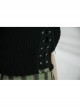 Off-Shoulder Red Cat Ear Decoration Chest Lace-Up Frill Hem Black Gothic Crop Blouse