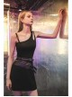 Asymmetric One Side Off-Shoulder Hasp Strap Other Side Hollow Black Punk Tight Camisole