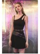 Asymmetric One Side Off-Shoulder Hasp Strap Other Side Hollow Black Punk Tight Camisole