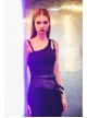 Asymmetric One Side Off-Shoulder Hasp Strap Other Side Hollow Black Punk Tight Camisole