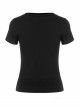 Chest Hollow-Out Chain Cat Embroidery Short Sleeve Black Punk T-Shirt