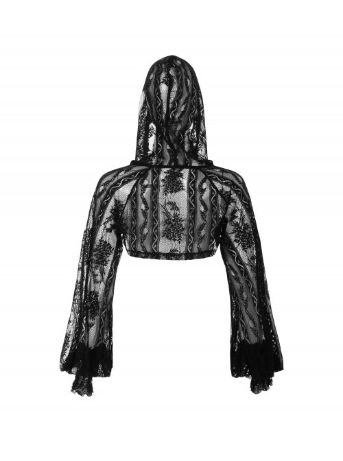 Bramble Rose Lace Love Pendant Red Line Cuff Black Punk Short Hooded Top