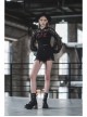 Bramble Rose Lace Love Pendant Red Line Cuff Black Punk Short Hooded Top