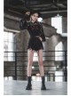 Bramble Rose Lace Love Pendant Red Line Cuff Black Punk Short Hooded Top