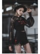Bramble Rose Lace Love Pendant Red Line Cuff Black Punk Short Hooded Top