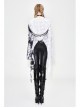 Punk Tassel Braid Hood Black Tie-Dyed White Jersey Worn Out Asymmetrical Coat