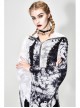 Punk Tassel Braid Hood Black Tie-Dyed White Jersey Worn Out Asymmetrical Coat