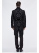 Gothic Thick Black Jacquard Split Design Basic Dress Coat