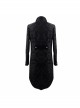Gothic Thick Black Jacquard Split Design Basic Dress Coat