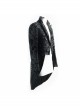 Gothic Thick Black Jacquard Split Design Basic Dress Coat