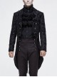 Gothic Thick Black Jacquard Split Design Basic Dress Coat