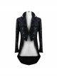 Gothic Thick Black Jacquard Split Design Basic Dress Coat