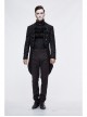 Gothic Thick Black Jacquard Split Design Basic Dress Coat
