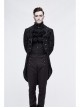Gothic Thick Black Jacquard Split Design Basic Dress Coat