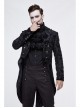Gothic Thick Black Jacquard Split Design Basic Dress Coat