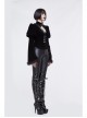 Gothic Vintage-Carved Hook Clasp Big Stand V-Collar Rabbit Hair Lace Cuff Black Jacquard Weft Velveteen Long Men Coat