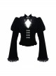 Gothic Vintage-Carved Hook Clasp Big Stand V-Collar Rabbit Hair Lace Cuff Black Jacquard Weft Velveteen Long Men Coat